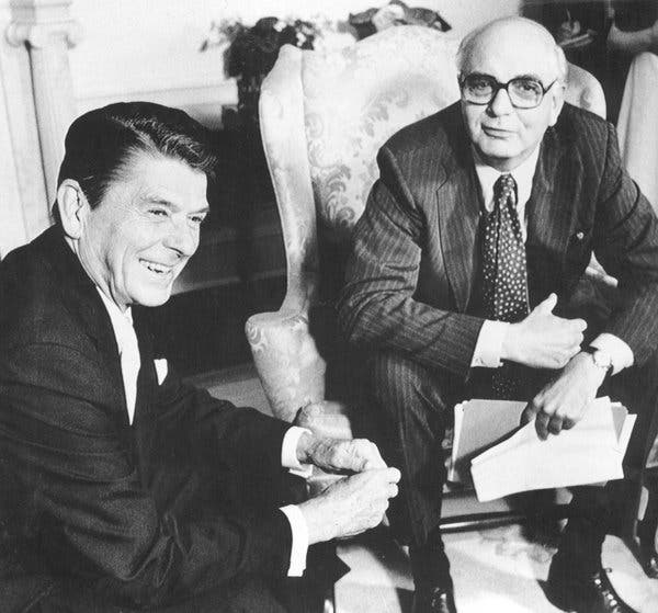 Mr. Volcker with President Reagan in the Oval Office in July 1981. Their relationship later soured when Mr. Volcker criticized the governments growing deficits and reliance on foreign investors.