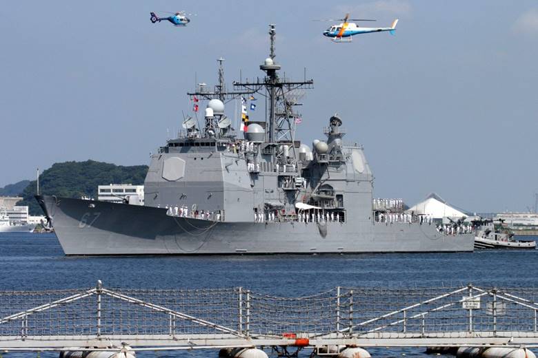 Guided-missile cruiser the USS Shiloh (CG-67), pictured earlier in Japan, conducted a routine Taiwan Strait transit on Thursday. Photo: Reuters