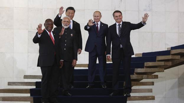 File photo of South Africa's President Cyril Ramaphosa, India's Prime Minister Narendra Modi, China's President Xi Jinping,  Russia's President Vladimir Putin and Brazil's Jair Bolsonaro taken at a BRICS Summit on November 14, 2019 in Brazil.